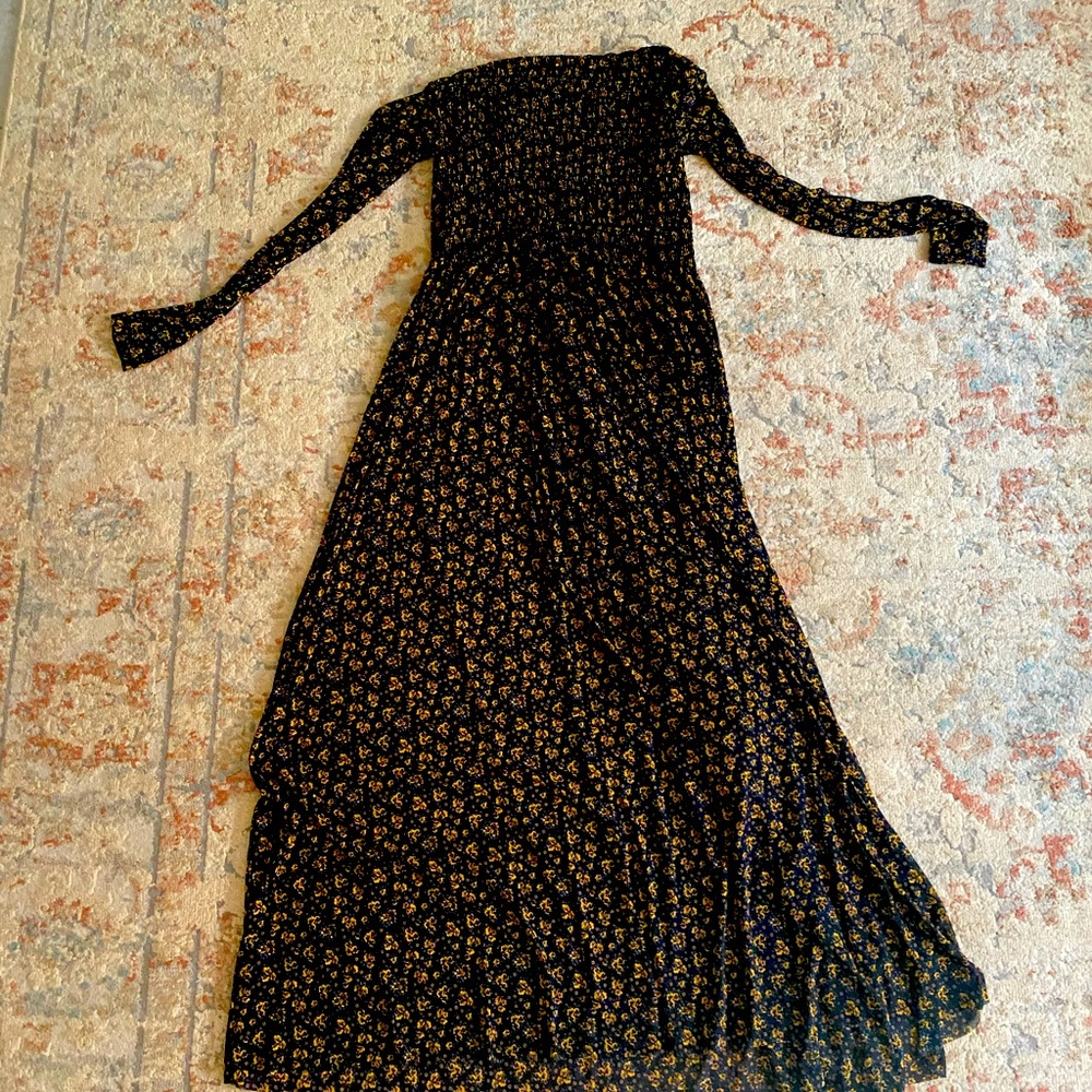 Free People long sleeve floral maxi sheer lined